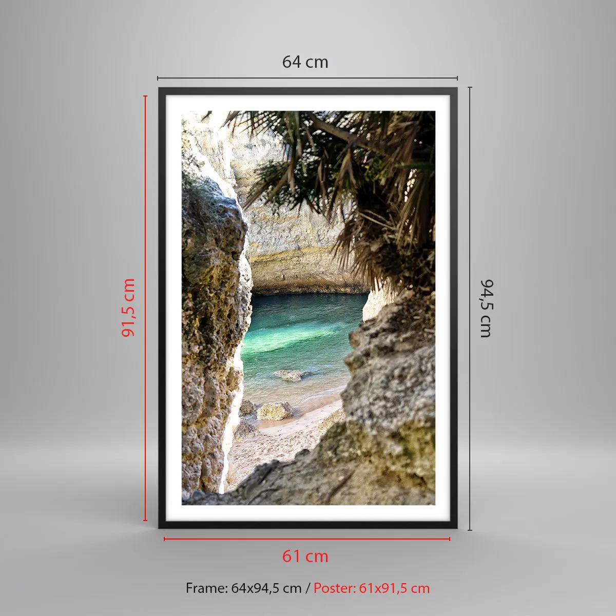 Affisch i svart ram - Turkos vik - 61x91 cm