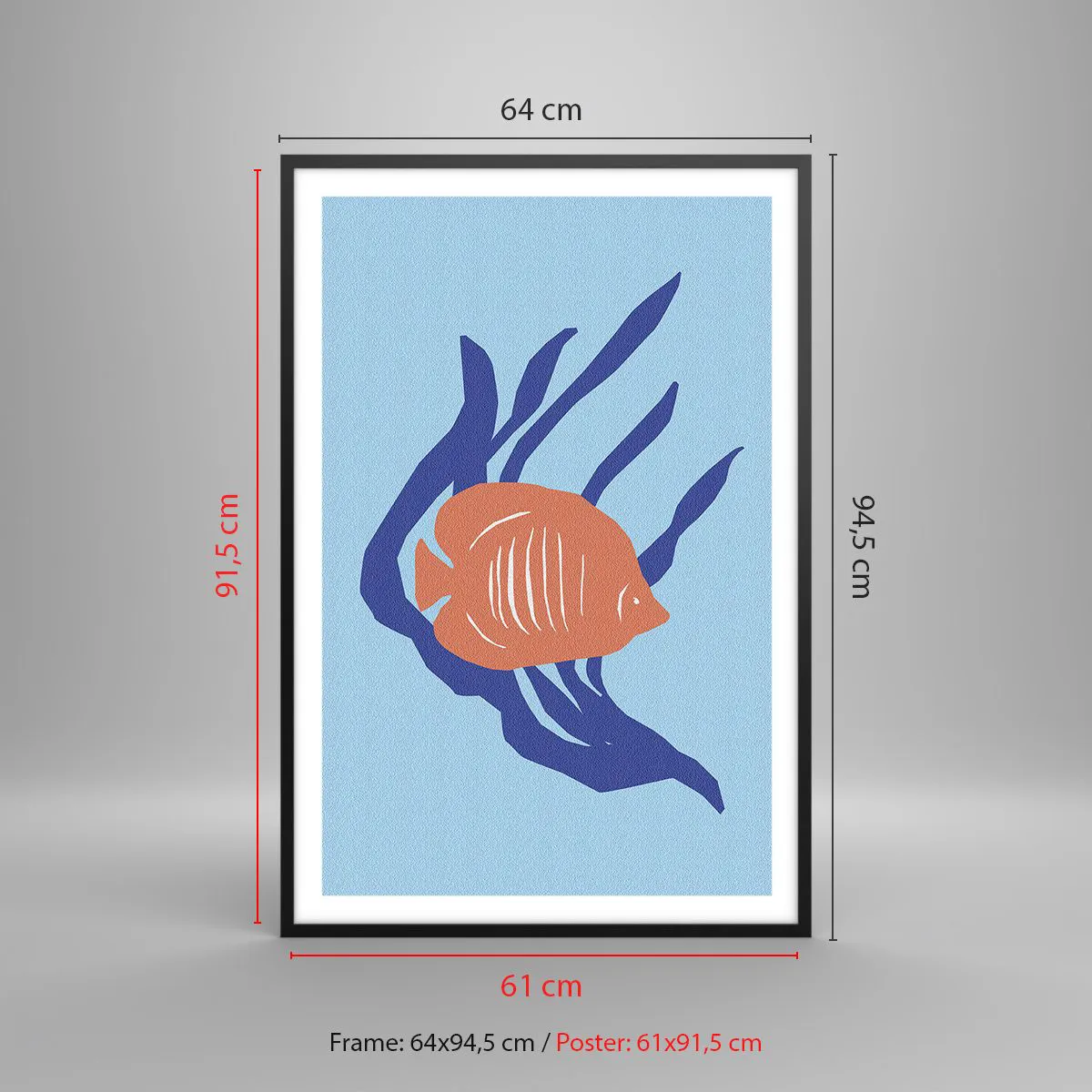 Poster in einem schwarzem Rahmen - Bewohnerin von Korallengewässern - 61x91 cm