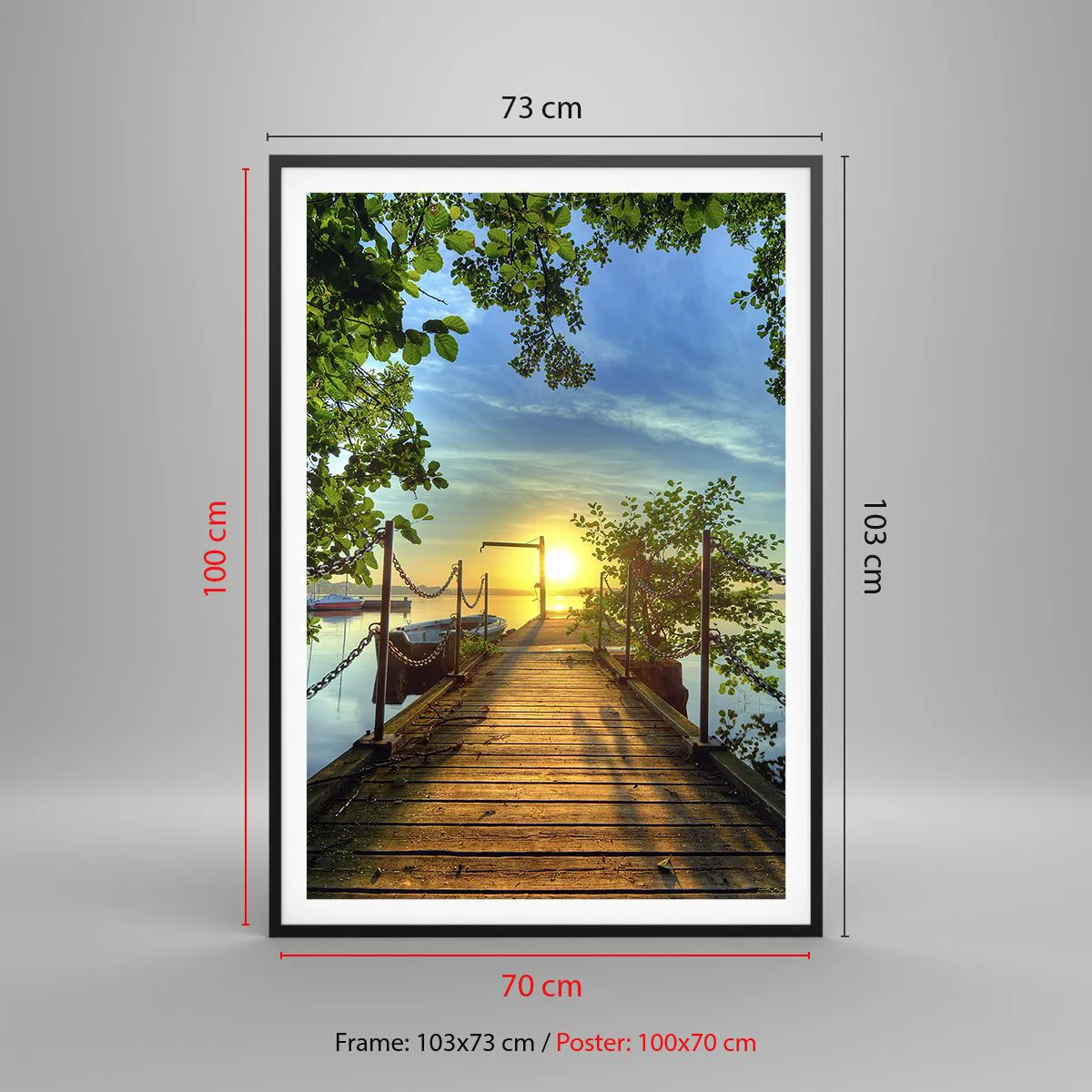 Plakat i sort ramme - Mod vest ved vandet - 70x100 cm