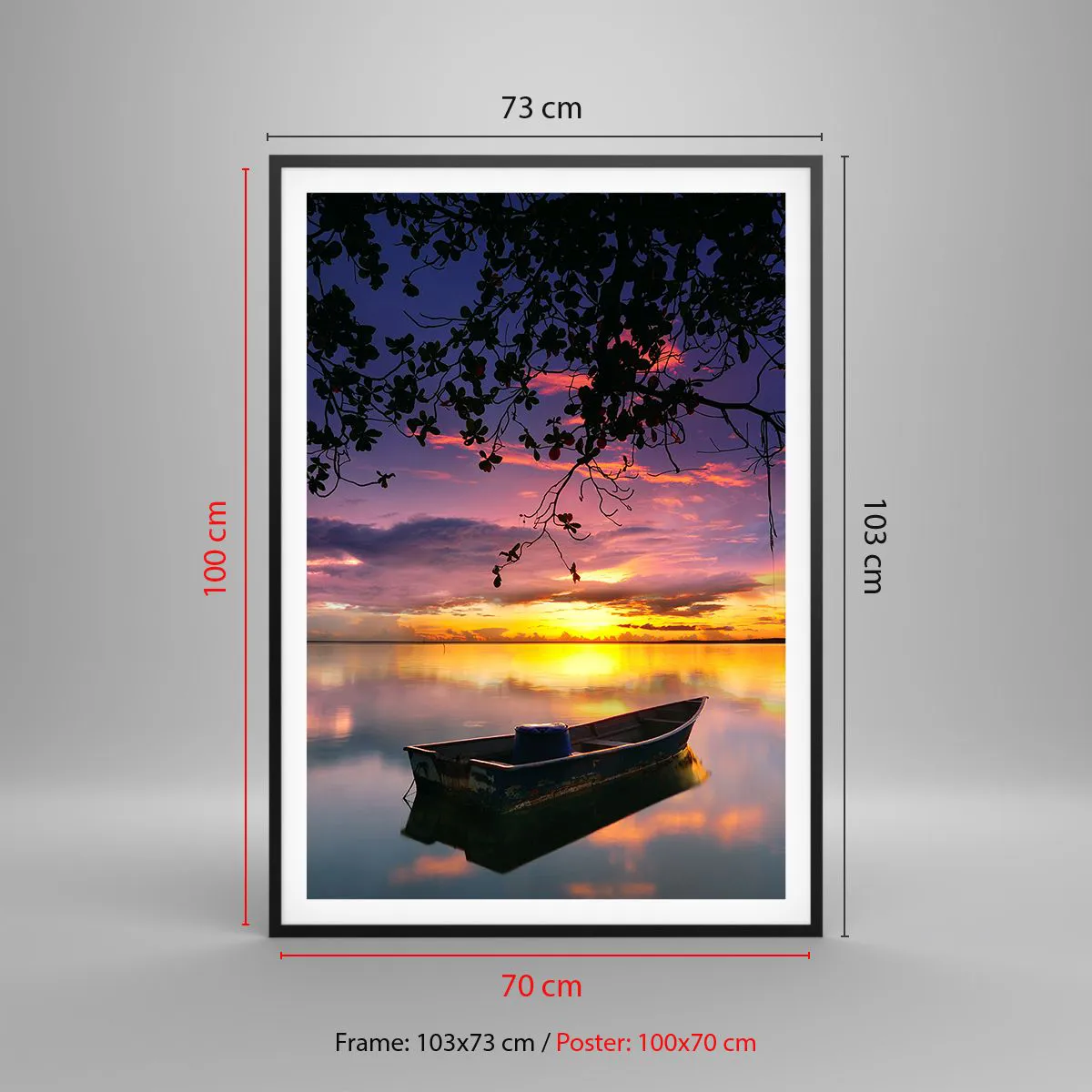 Poster in einem schwarzem Rahmen - Du scheinst mitten am Himmel zu hängen... - 70x100 cm