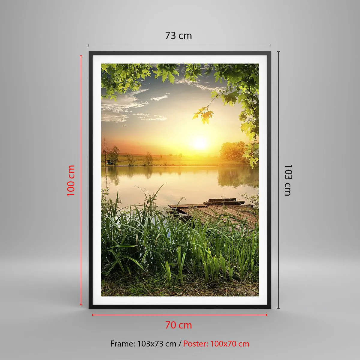 Plagát v čiernom ráme - Krajina v zelenom ráme - 70x100 cm