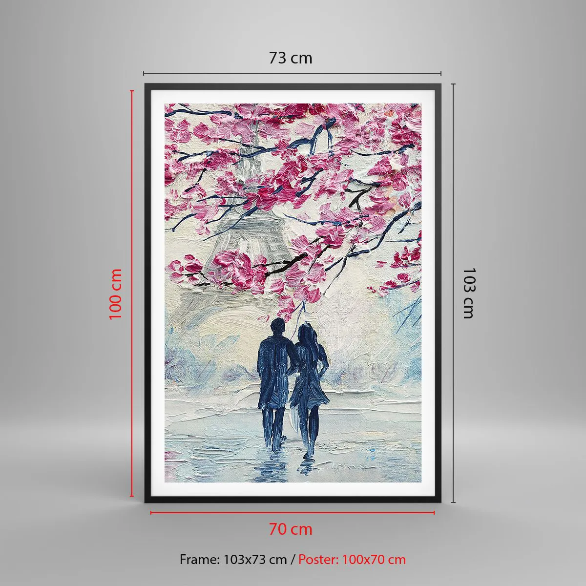 Plakat i sort ramme - Romantisk gåtur - 70x100 cm