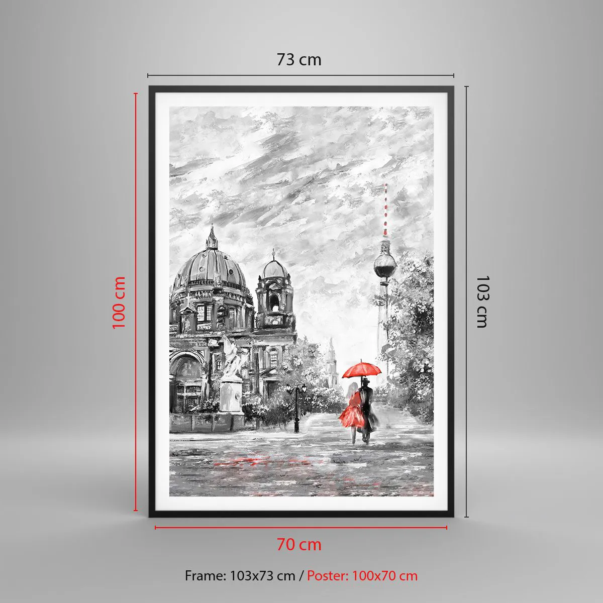 Affiche dans un cadre noir - Poster - Rencontre berlinoise - 70x100 cm
