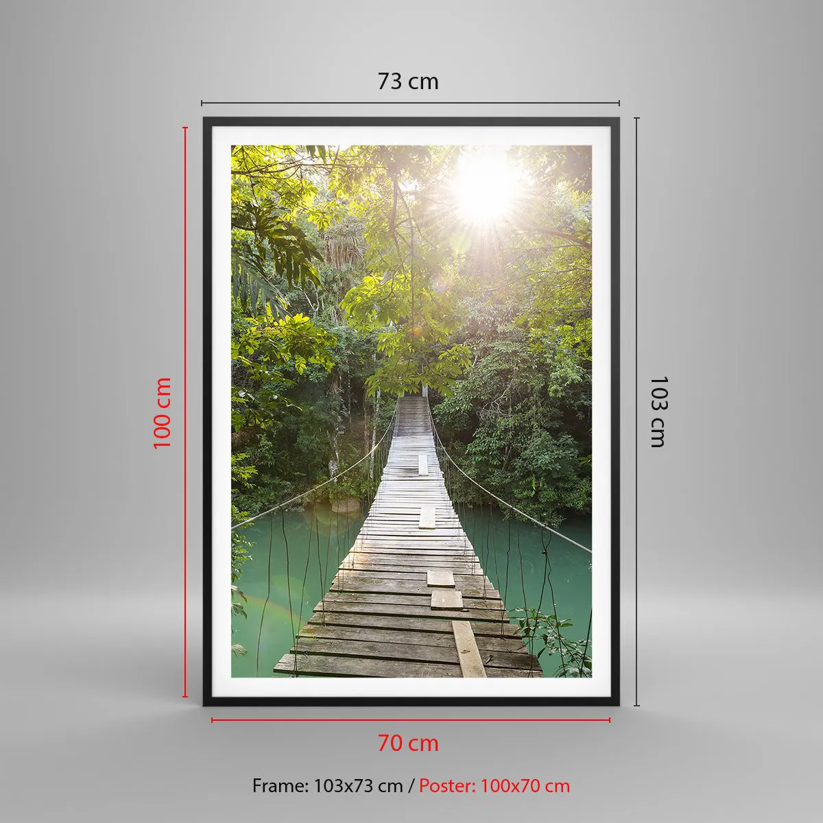 Poszter fehér keretben - Az azúrkék vízen át az azúrkék erdőbe - 70x100 cm