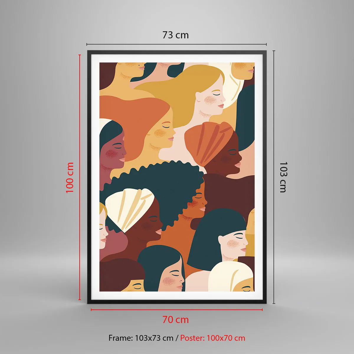 Plakat i sort ramme - Kun kvindelighed - 70x100 cm