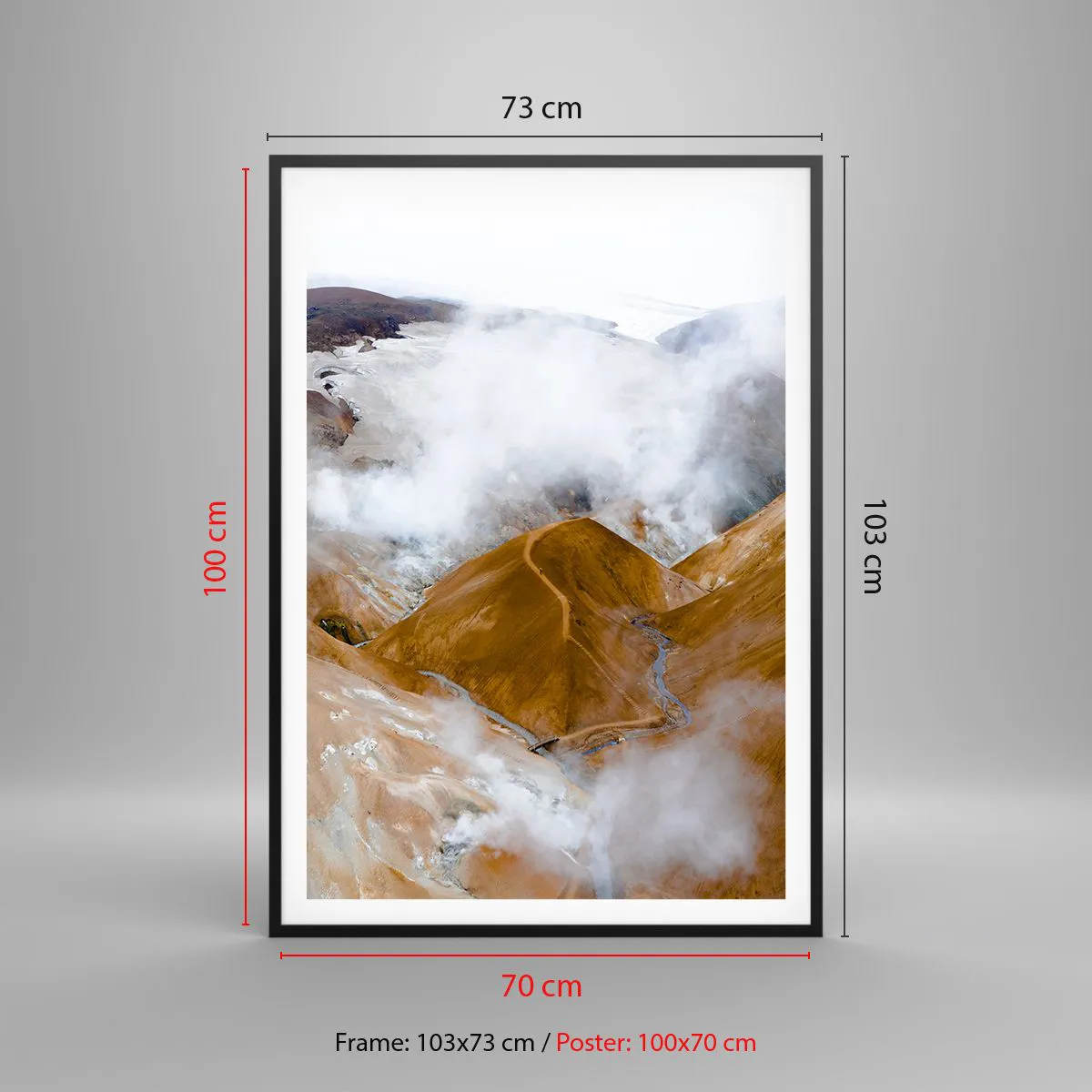 Poster in cornice nera - La bellezza severa dell'Islanda - 70x100 cm