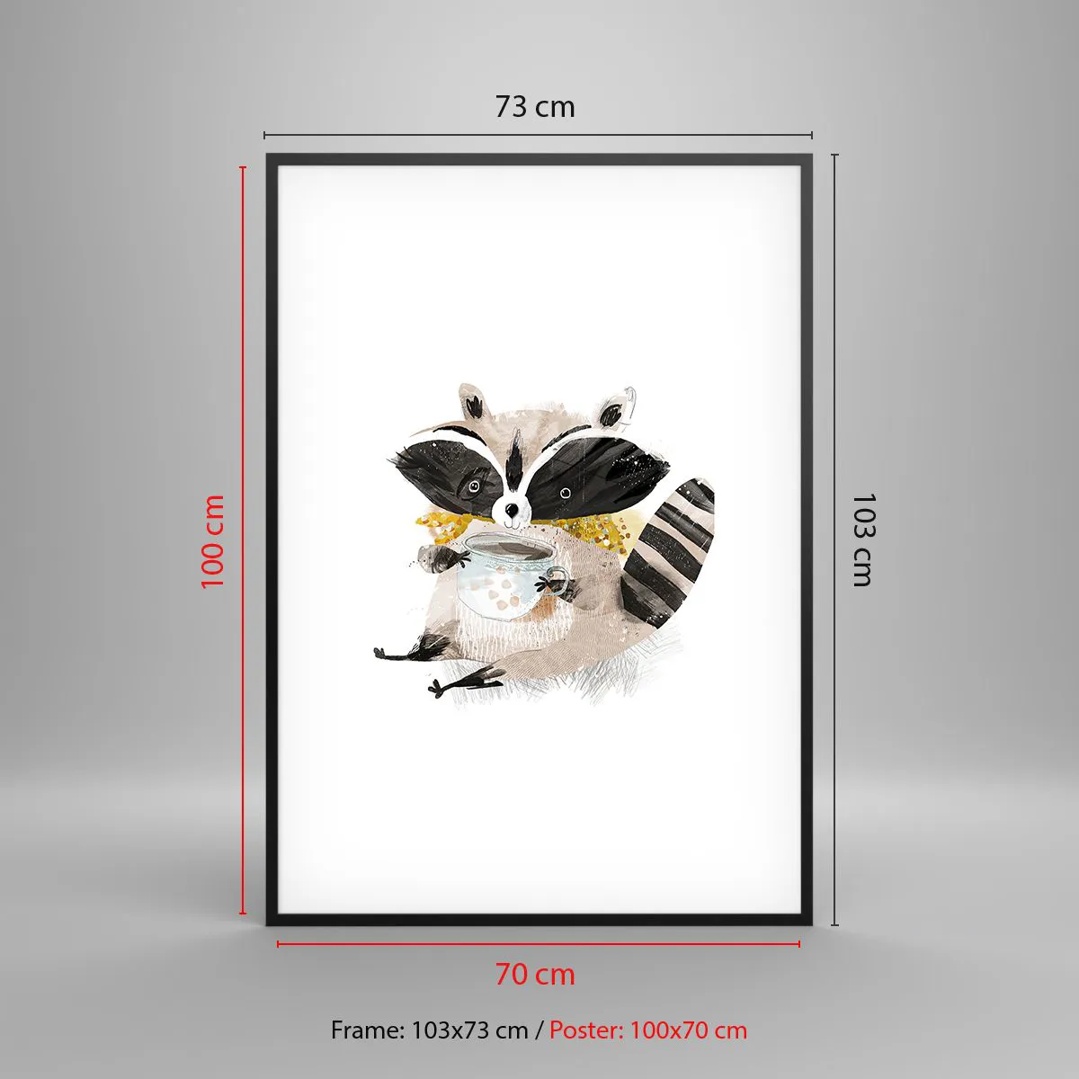Plakat i sort ramme - Min ven vaskebjørnen - 70x100 cm