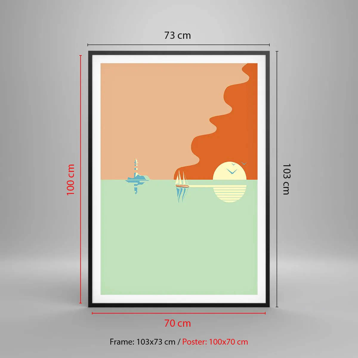 Affiche dans un cadre noir - Poster - Paysage idéal de la mer - 70x100 cm