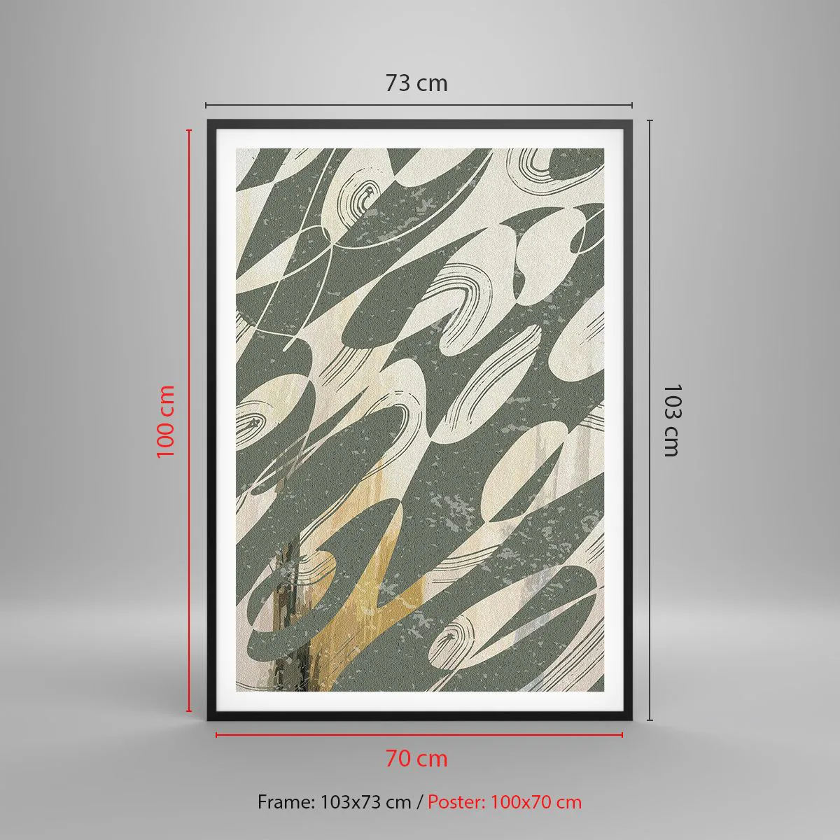 Poster in een zwarte lijst - Ritmische abstractie - 70x100 cm