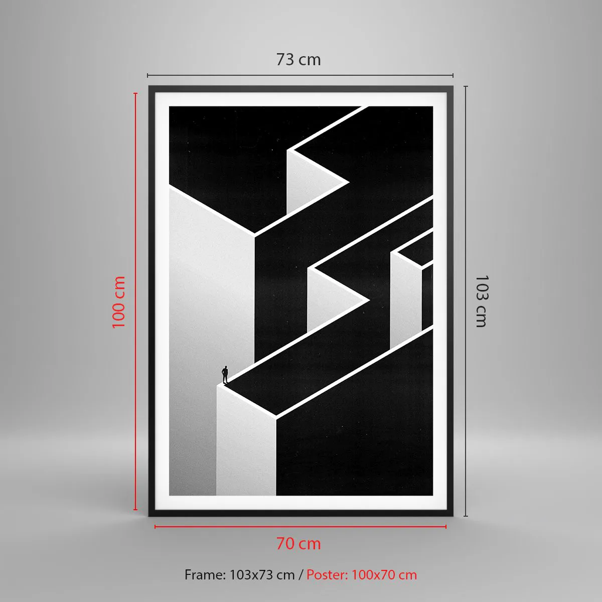 Affiche dans un cadre noir - Poster - La solitude au sommet - 70x100 cm