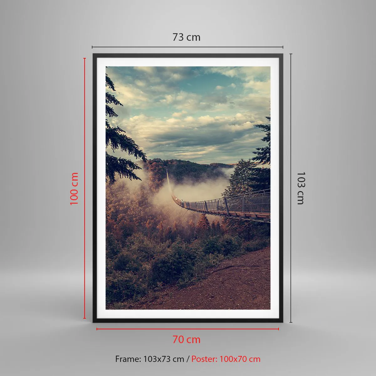 Affiche dans un cadre noir - Poster - Au-dessus de la forêt d'automne - 70x100 cm