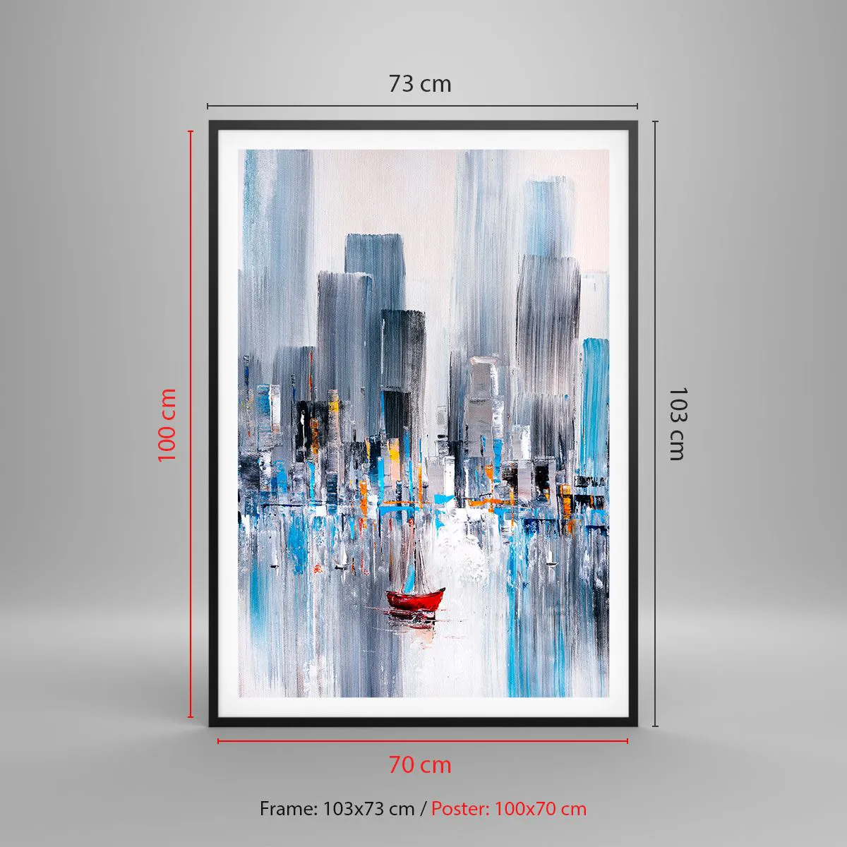 Plakat i sort ramme - Metropolis ved bugten - 70x100 cm