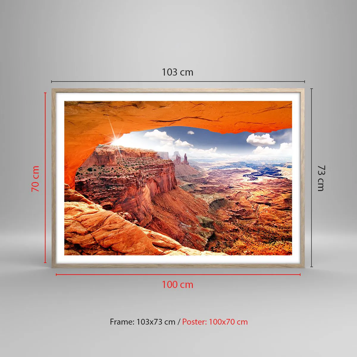 Pôster com moldura de carvalho claro - Esculpido pela própria natureza - 100x70 cm