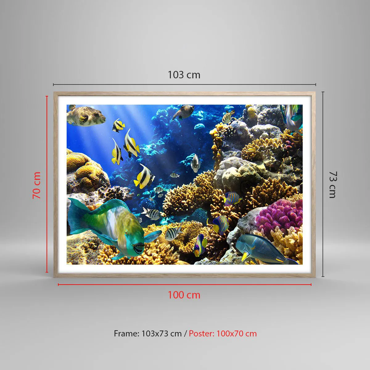 Poster in light oak frame - Big Traffic to Holiday Destination - 100x70 cm