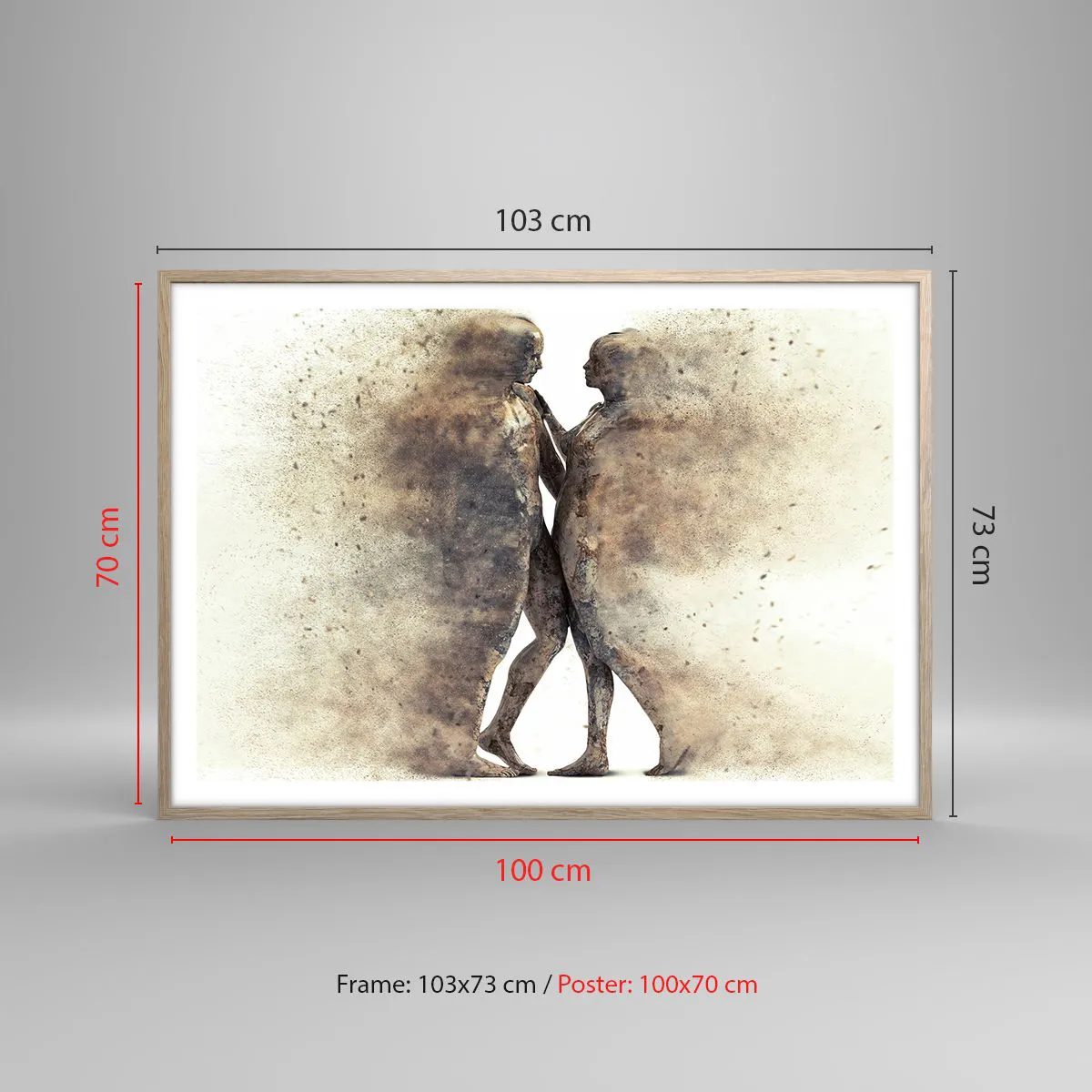 Poster in cornice rovere chiaro - Nati dalla polvere, per amare - 100x70 cm