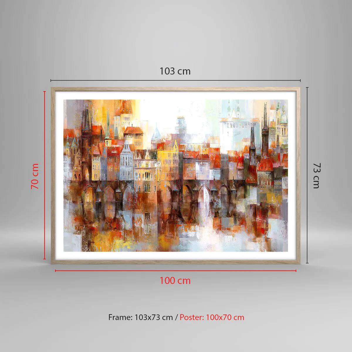 Plagát v ráme zo svetlého duba - Pod mostom je tiež krásne - 100x70 cm