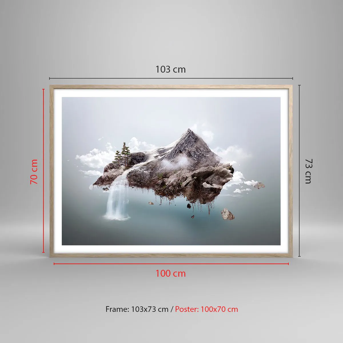 Plakat i ramme af lyst egetræ - Set gennem en surrealists øjne - 100x70 cm