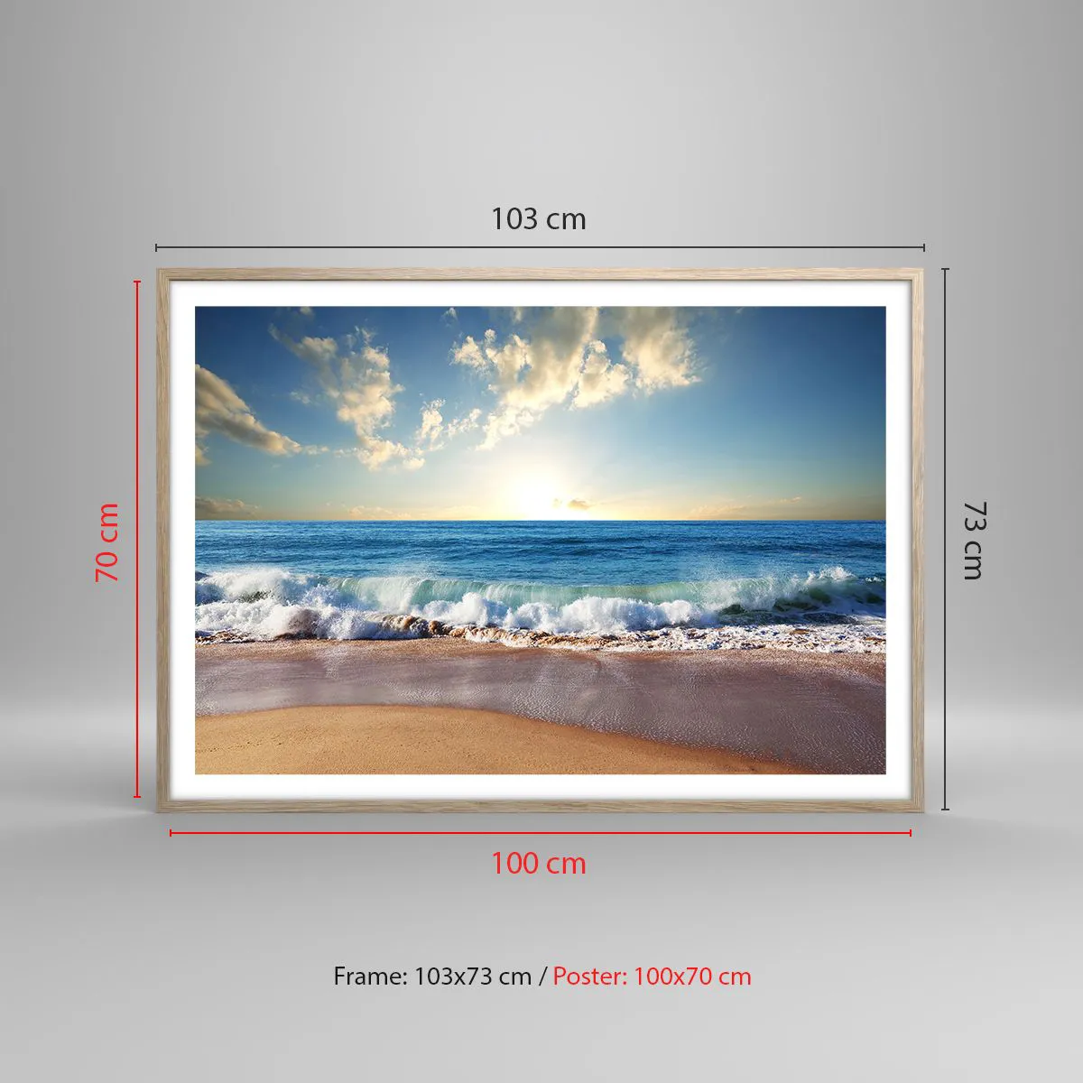 Pôster com moldura de carvalho claro - Movimento e quietude ao mesmo tempo - 100x70 cm