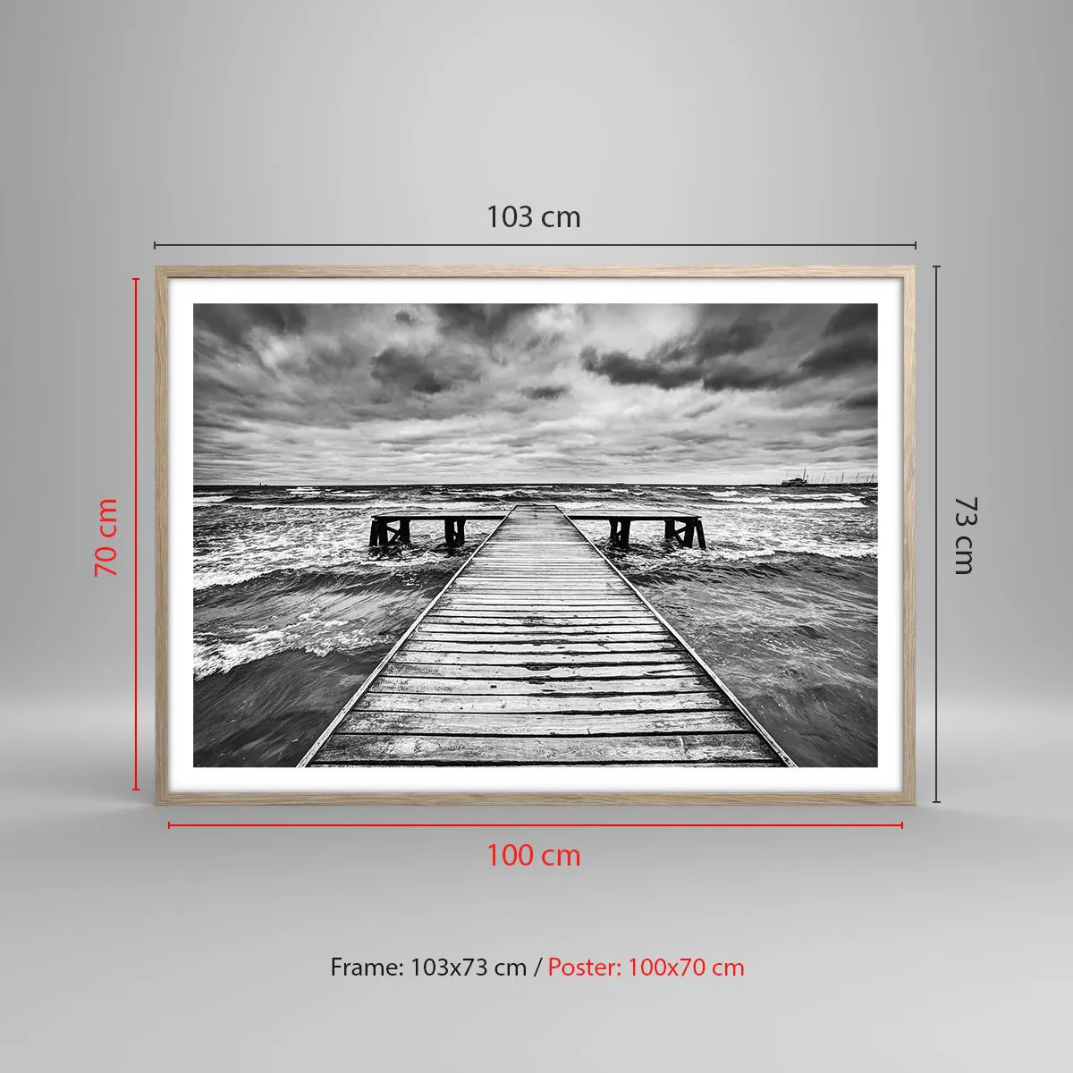 Pôster com moldura de carvalho claro - Estou à espera do vento, que vai dispersar... - 100x70 cm