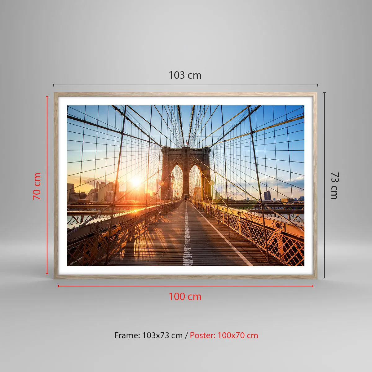 Poszter világos tölgy keretben - Az arany hídon - 100x70 cm