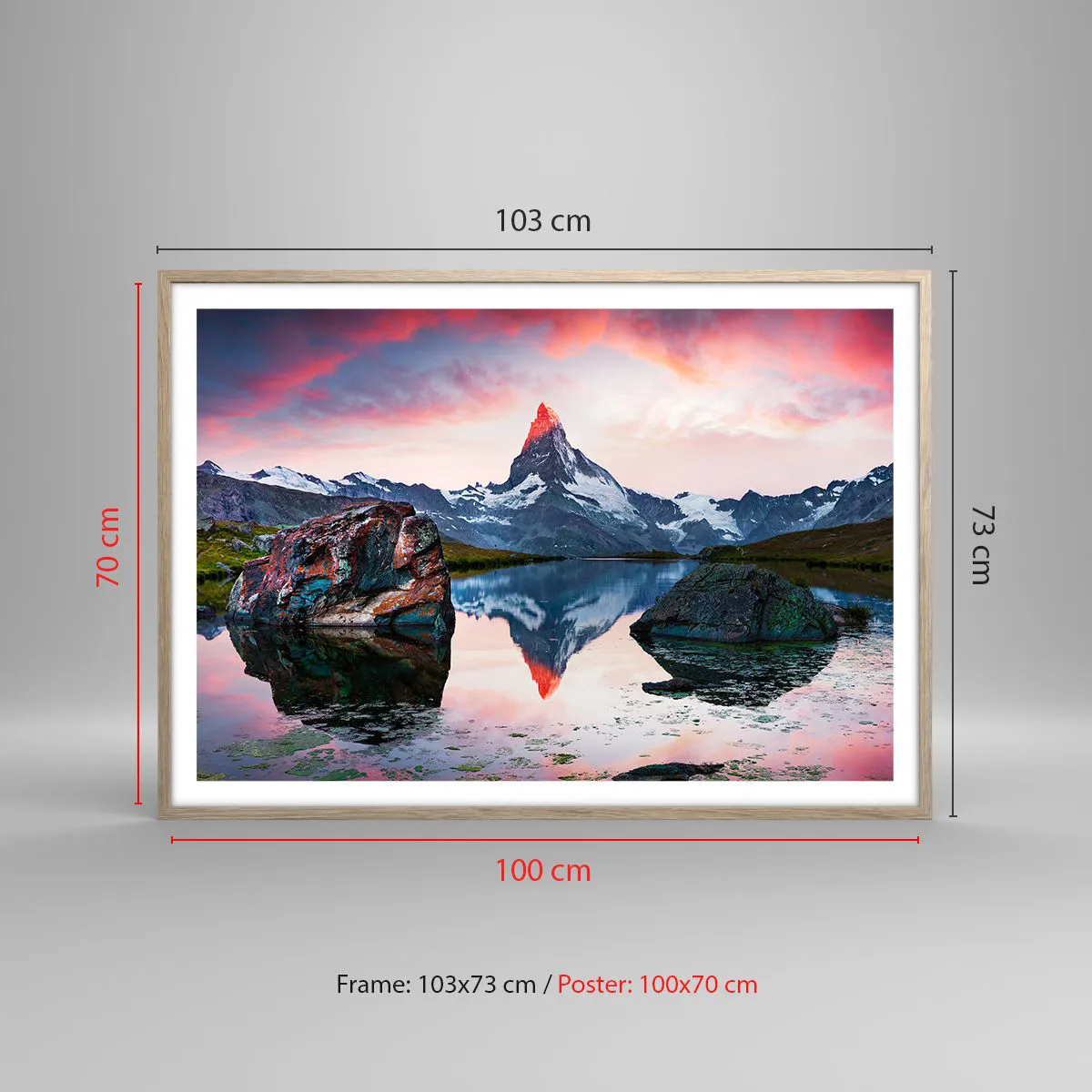 Póster en marco roble claro - El corazón de las montañas arde - 100x70 cm