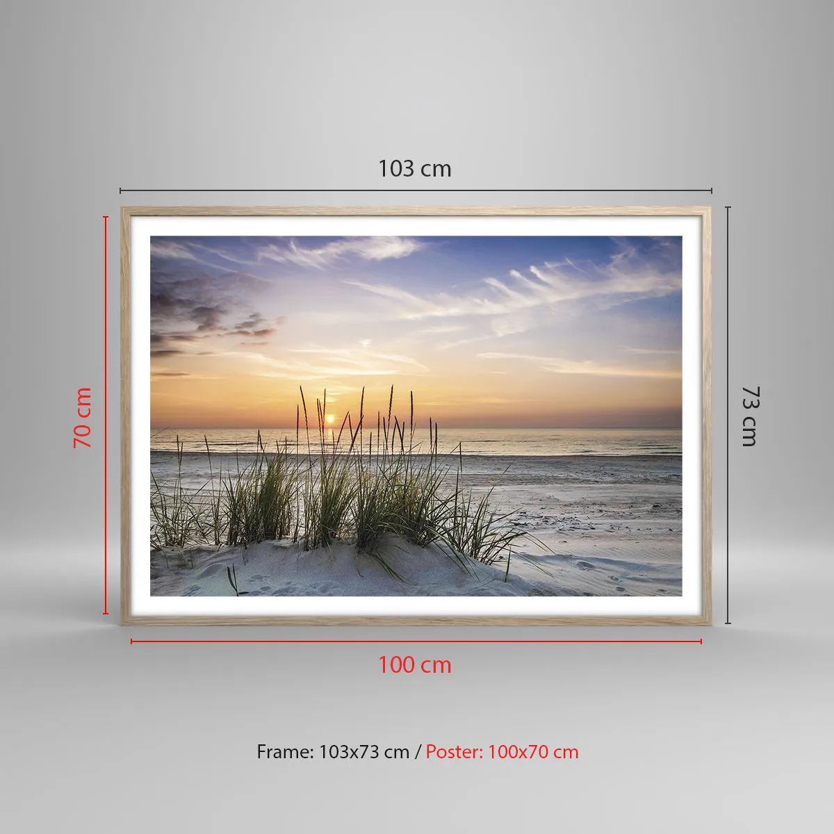 Poszter világos tölgy keretben - Nézz, gondolkozz, érezz - 100x70 cm