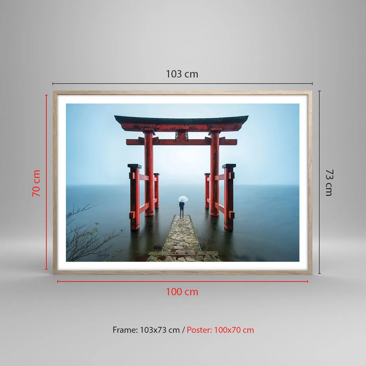 Plakat w ramie jasny dąb - Japońska zaduma - 100x70 cm