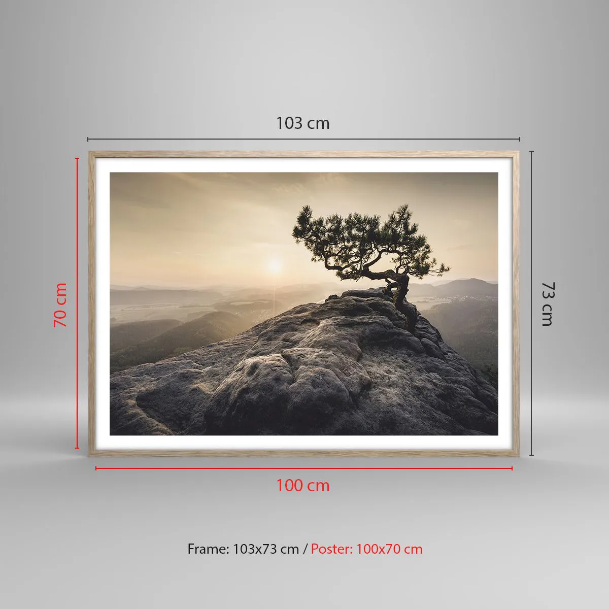 Een poster in een licht eiken lijst - Het leven wint altijd - 100x70 cm