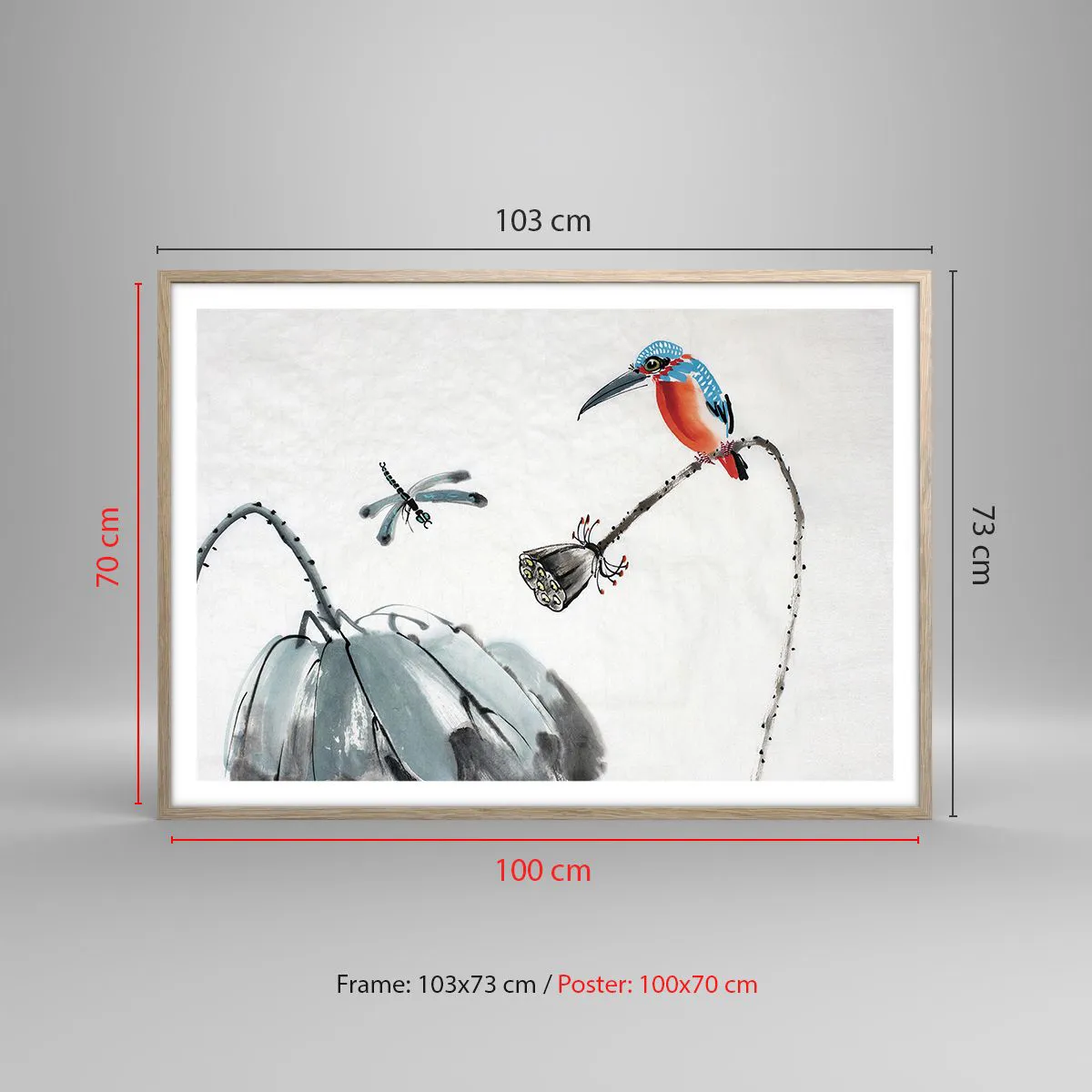 Plagát v ráme zo svetlého duba - Život lúky - 100x70 cm