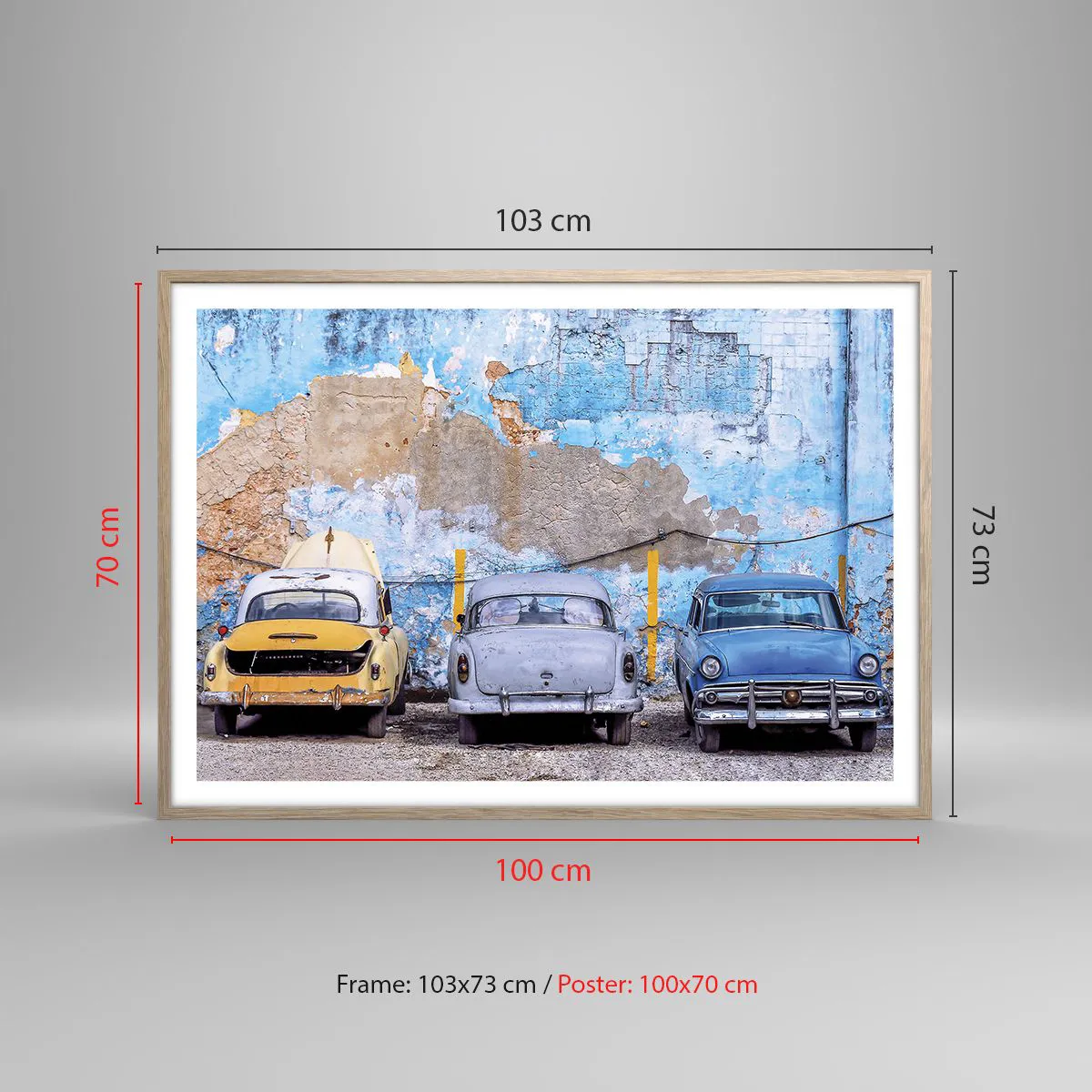 Plakat i ramme af lyst egetræ - Møde for veteraner - 100x70 cm