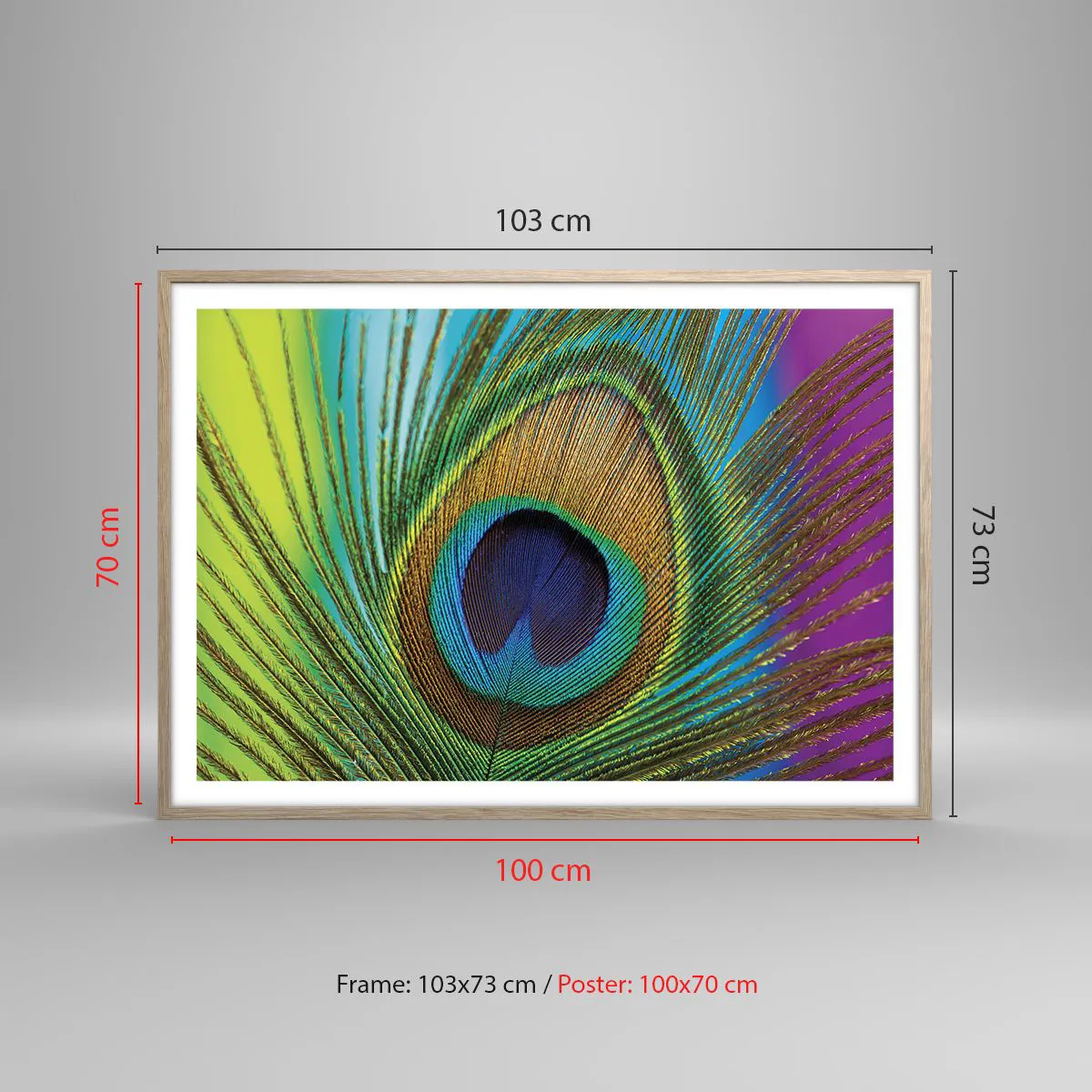 Plakat i ramme af lyst egetræ - Øje mod øje - 100x70 cm