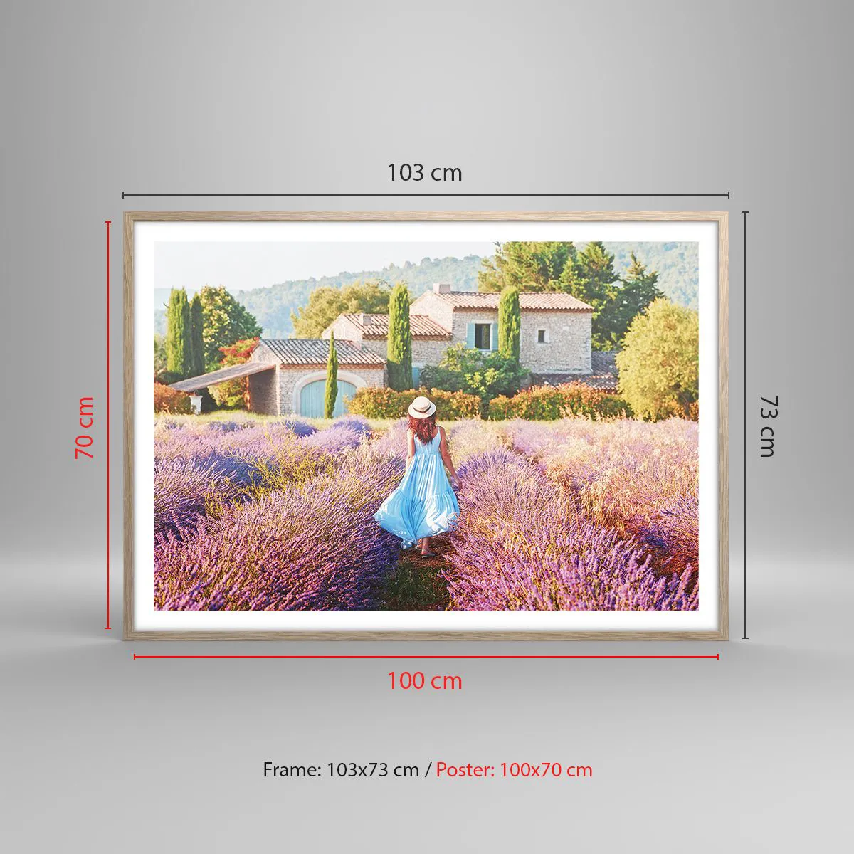 Affisch i ram av ljusek - Lavendelflicka - 100x70 cm