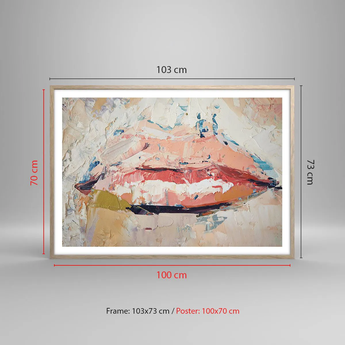 Pôster com moldura de carvalho claro - Desperta os sentidos - 100x70 cm