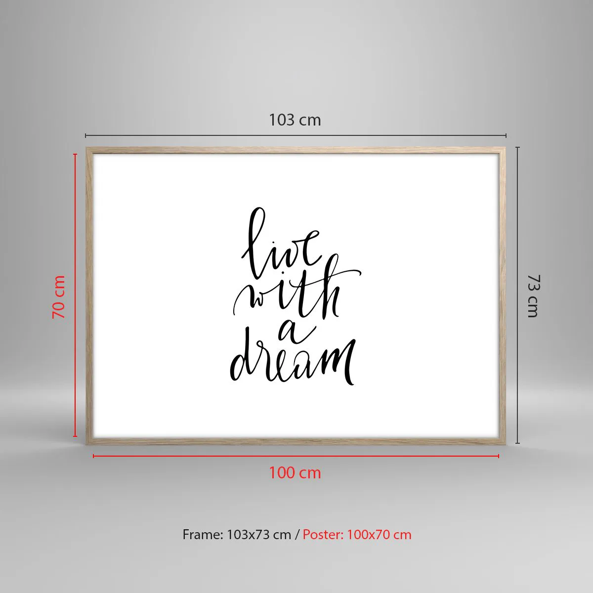 Plakat i ramme af lyst egetræ - Of course - 100x70 cm