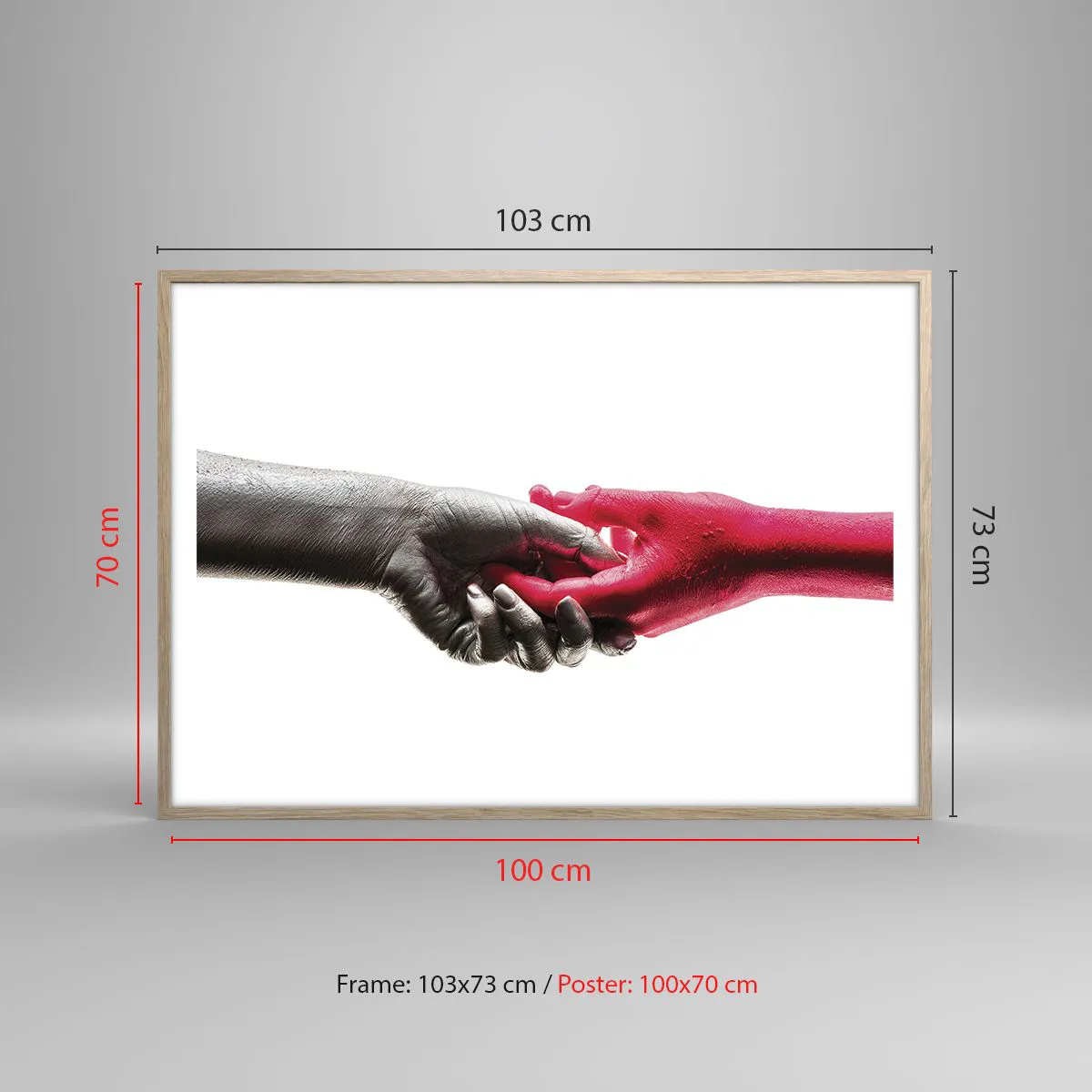 Affiche dans un chêne clair - Poster - Ensemble, bien que différents - 100x70 cm