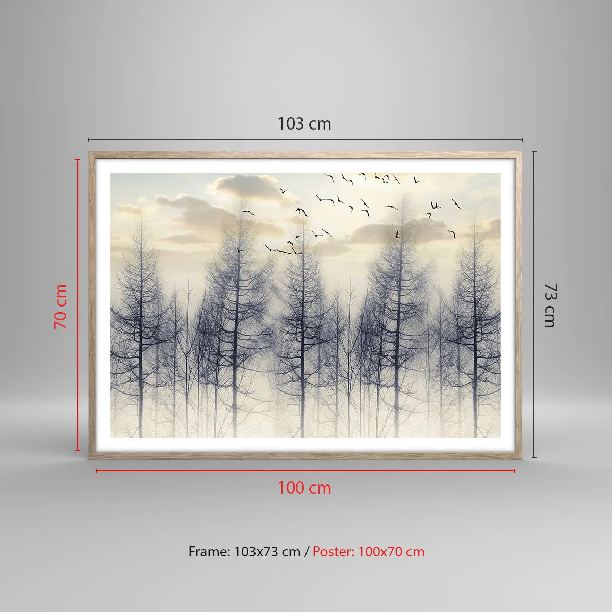 Poster in light oak frame - Spirits of the Forest - 100x70 cm