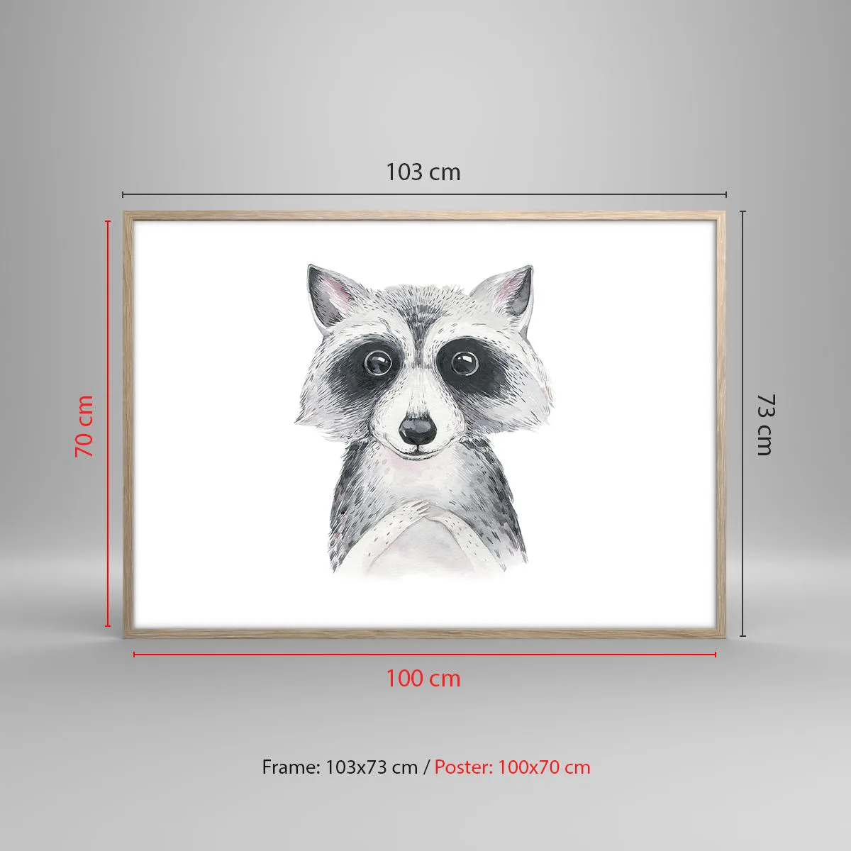 Plakat i ramme af lyst egetræ - Et øjeblik til at trække på skuldrene - 100x70 cm