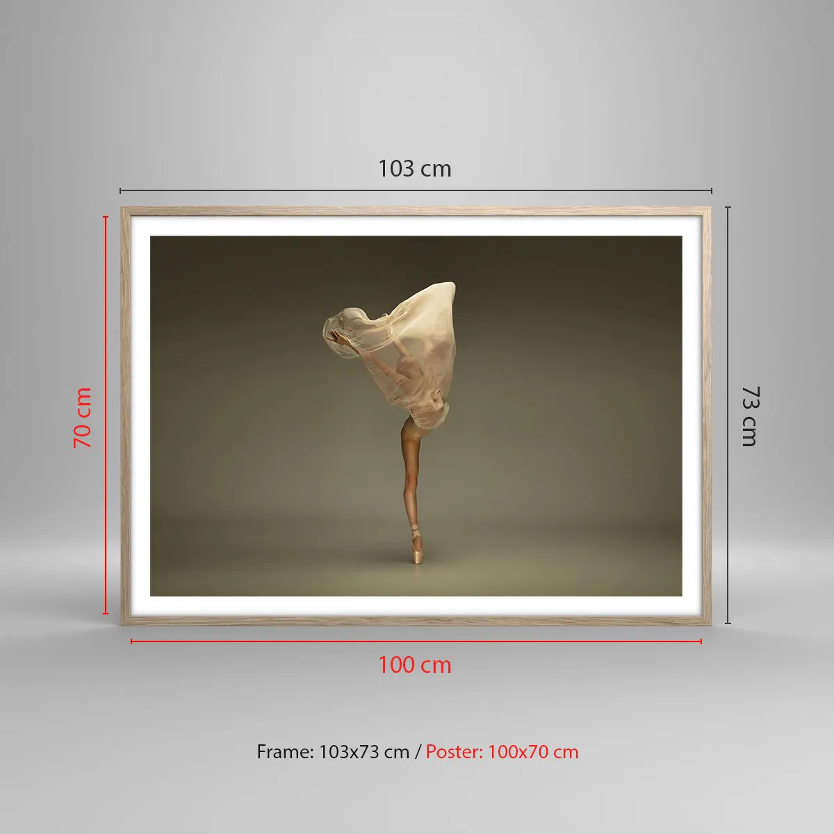 Affiche dans un chêne clair - Poster - Il va bientôt s'envoler - 100x70 cm