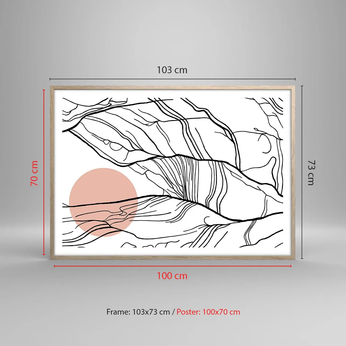 Poster in light oak frame - In a Web of Twigs - 100x70 cm