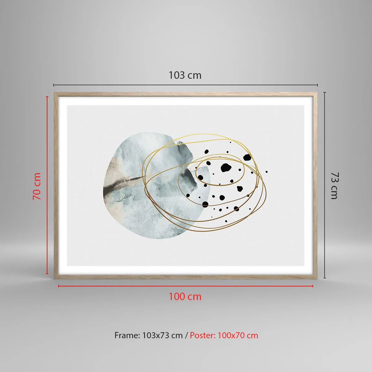 Poster în ramă de stejar deschis - În îmbrățișarea spațiului - 100x70 cm