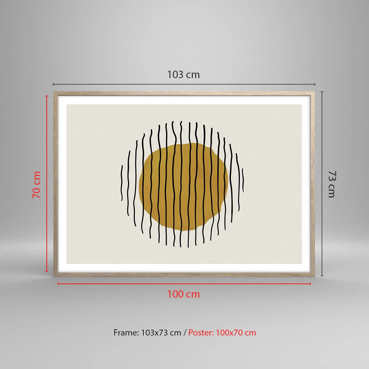 Plagát v ráme zo svetlého duba - Abstrakcia kmitajúca žiarom - 100x70 cm