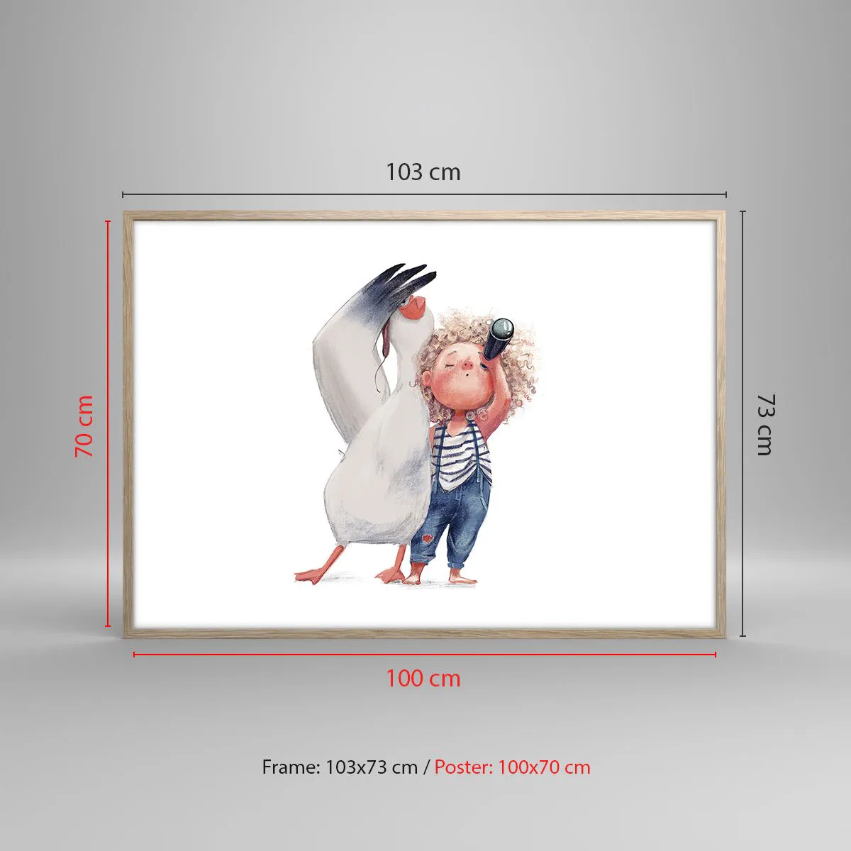 Plakat i ramme af lyst egetræ - En plan for en fantastisk rejse - 100x70 cm