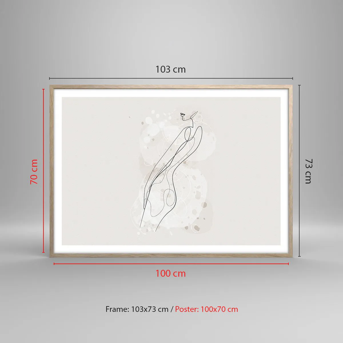Pôster com moldura de carvalho claro - Errar o olhar - 100x70 cm