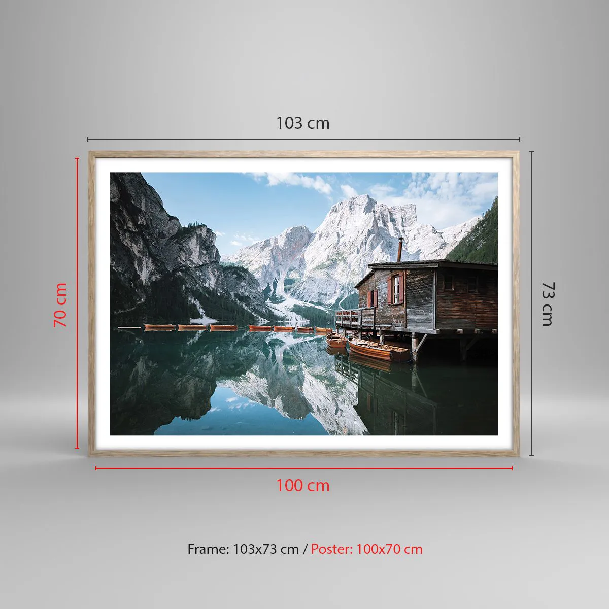 Poster in light oak frame - Crystal, Mountain Morning - 100x70 cm