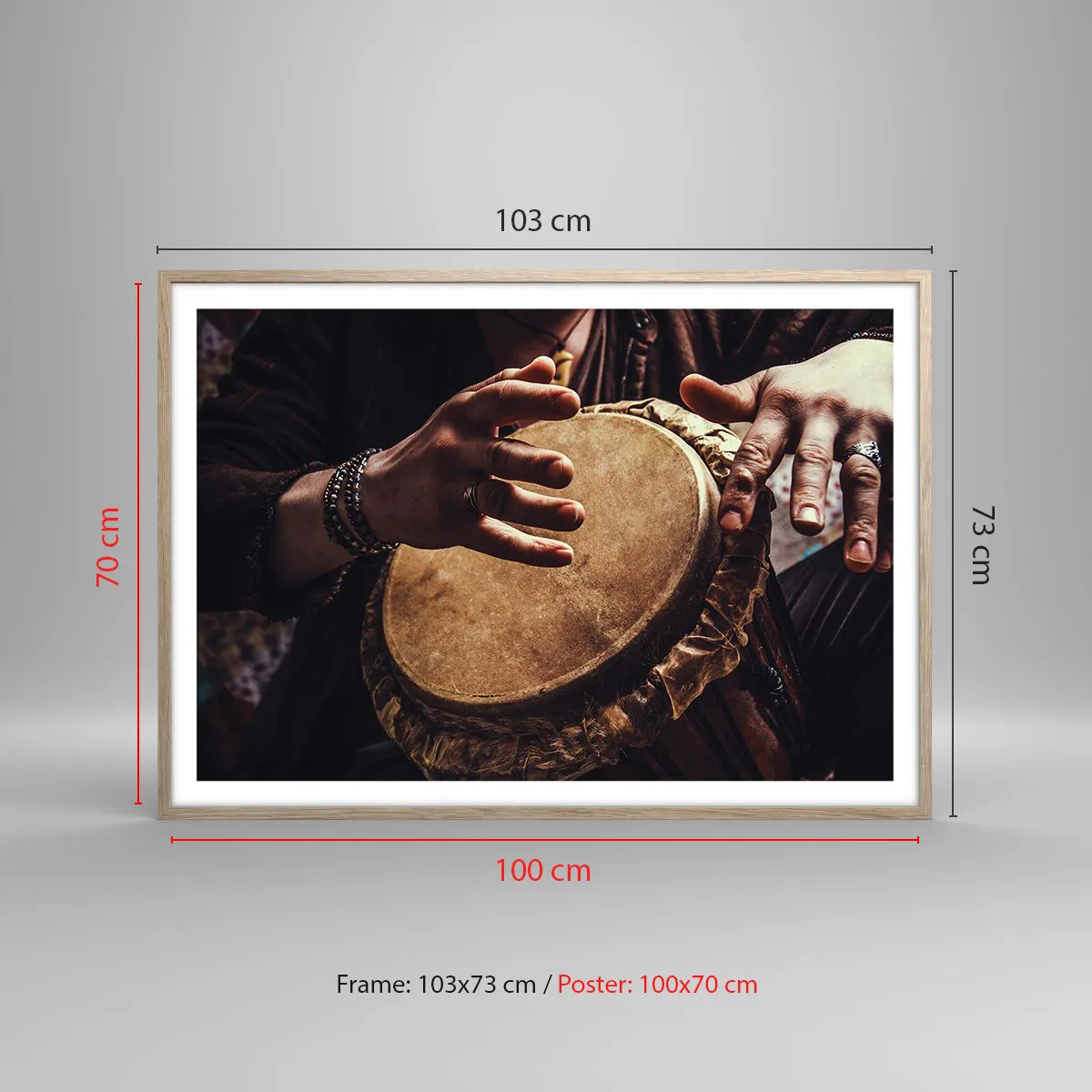 Plakát v rámu světlý dub - V rytmu srdce - 100x70 cm