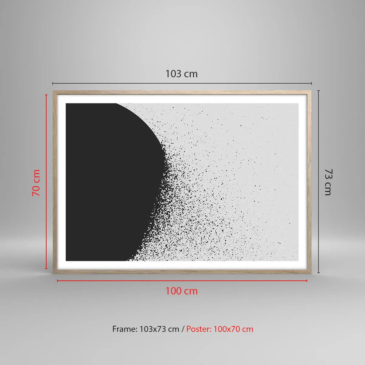 Poster in einem Rahmen aus heller Eiche - Bewegung von Molekülen - 100x70 cm
