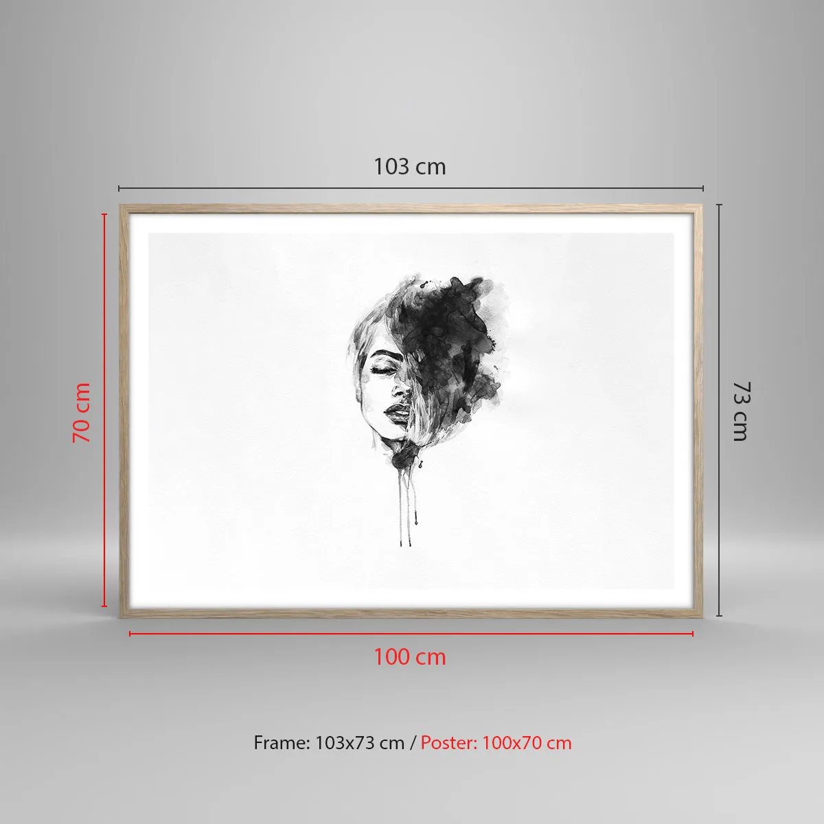 Poster in light oak frame - What Does a Girl Dream about? - 100x70 cm