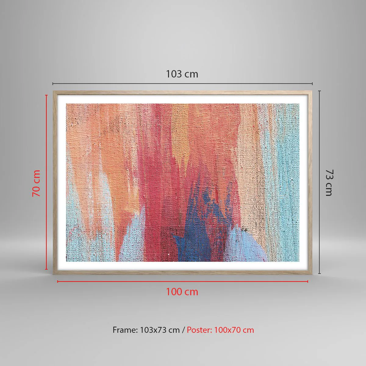 Poster in einem Rahmen aus heller Eiche - Renne den Regenbogen hinunter - 100x70 cm