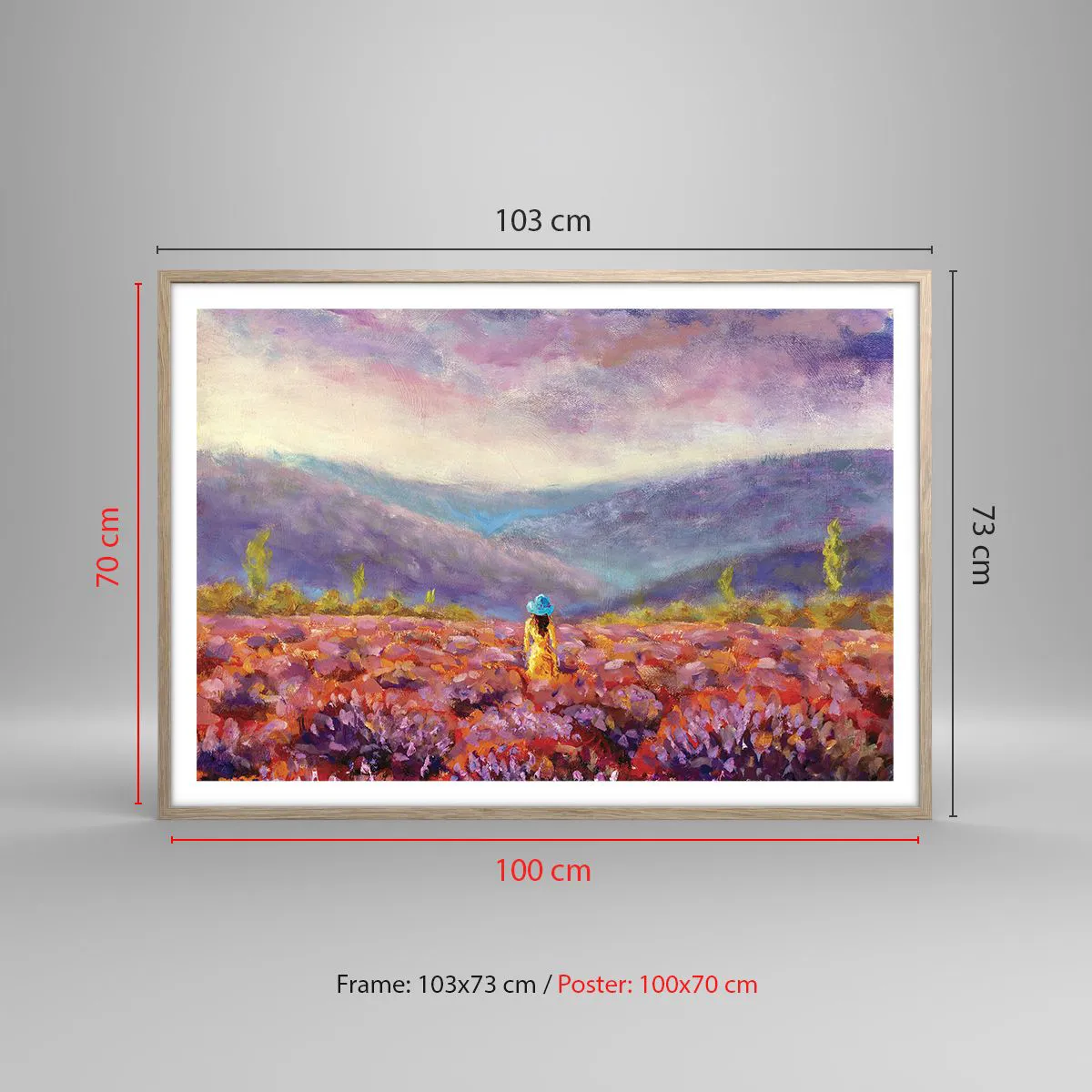 Poster in einem Rahmen aus heller Eiche - In einer Lavendelwelt - 100x70 cm