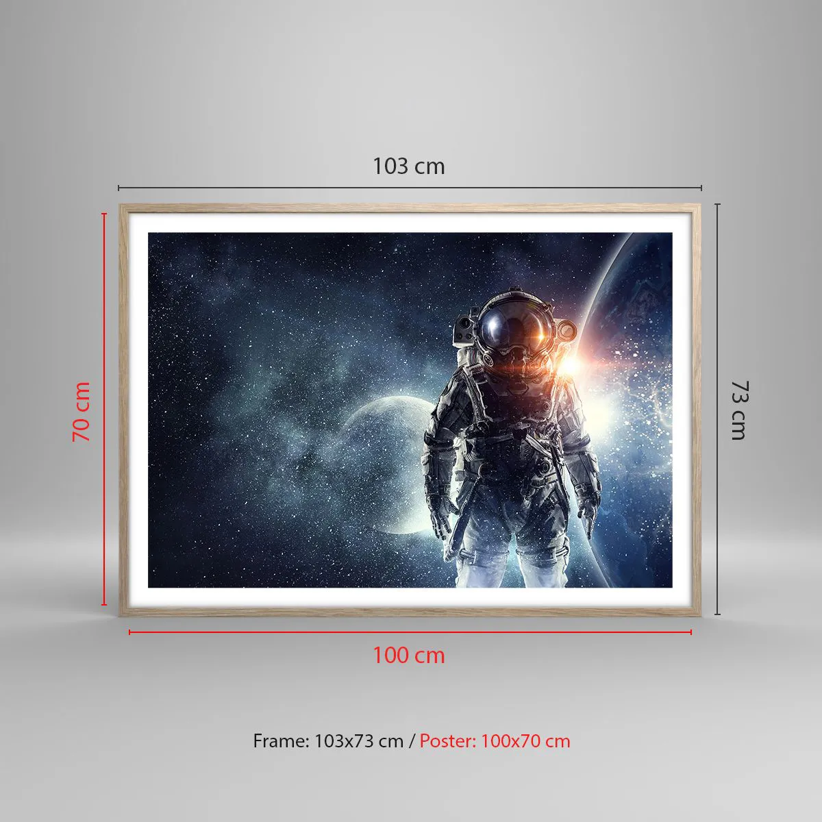 Affiche dans un chêne clair - Poster - Aventure spatiale - 100x70 cm